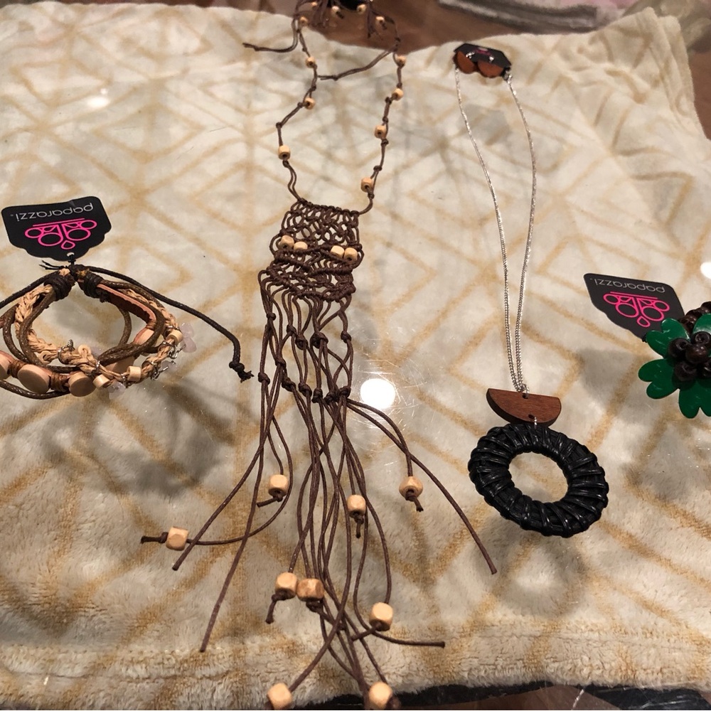 Paparazzi Boho Jewelry Bundle: Macrame & Leather 4 Piece Set
